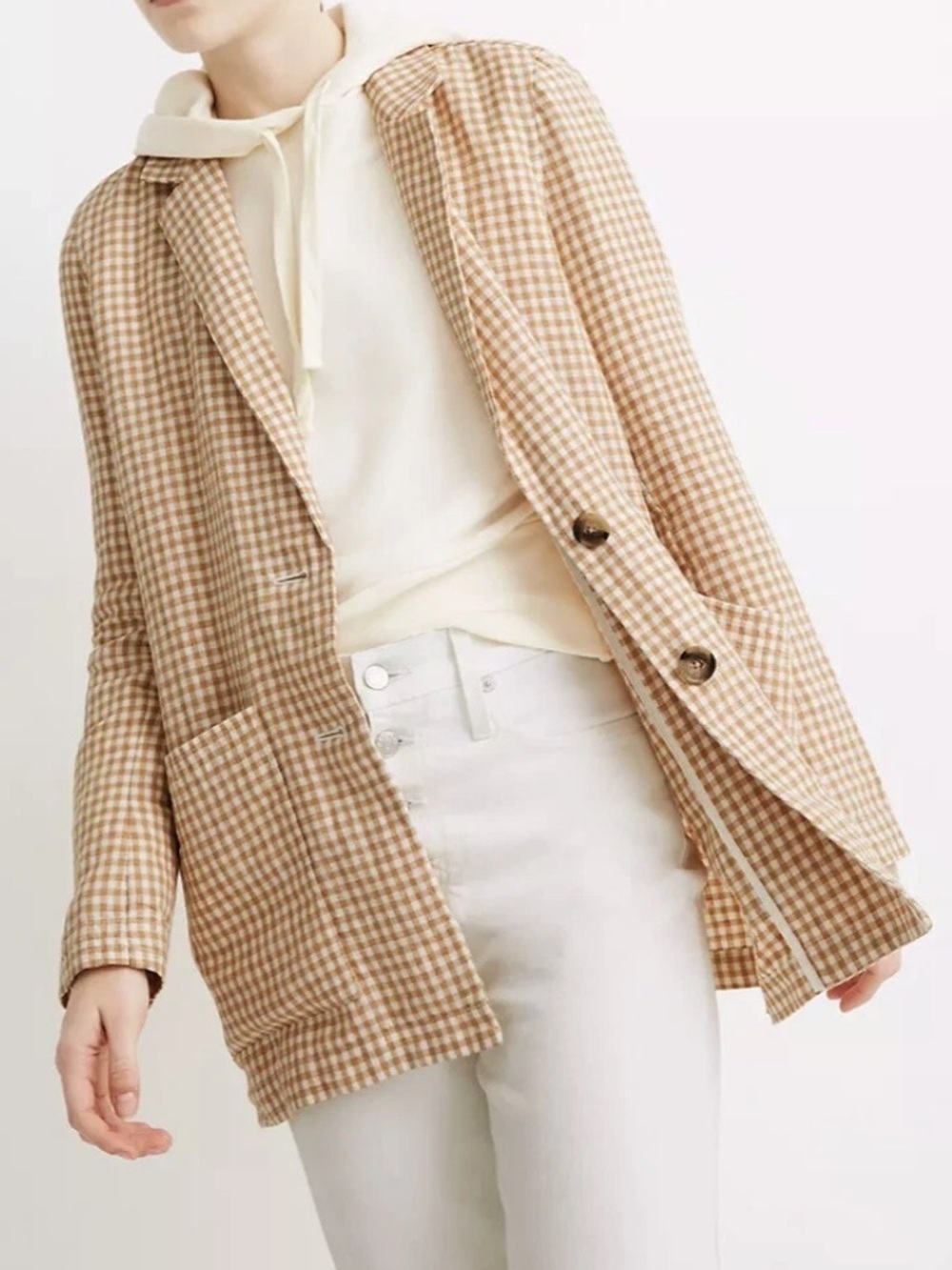 Madewell Linen Dorset Blazer Gingham Check, slouchy, soft Yellow/Gold Size XS